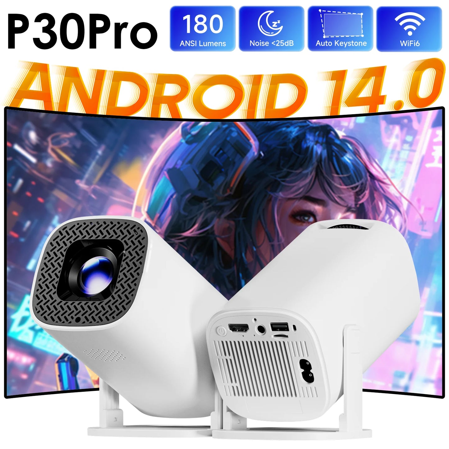 Mini Smart Projector with Android 14