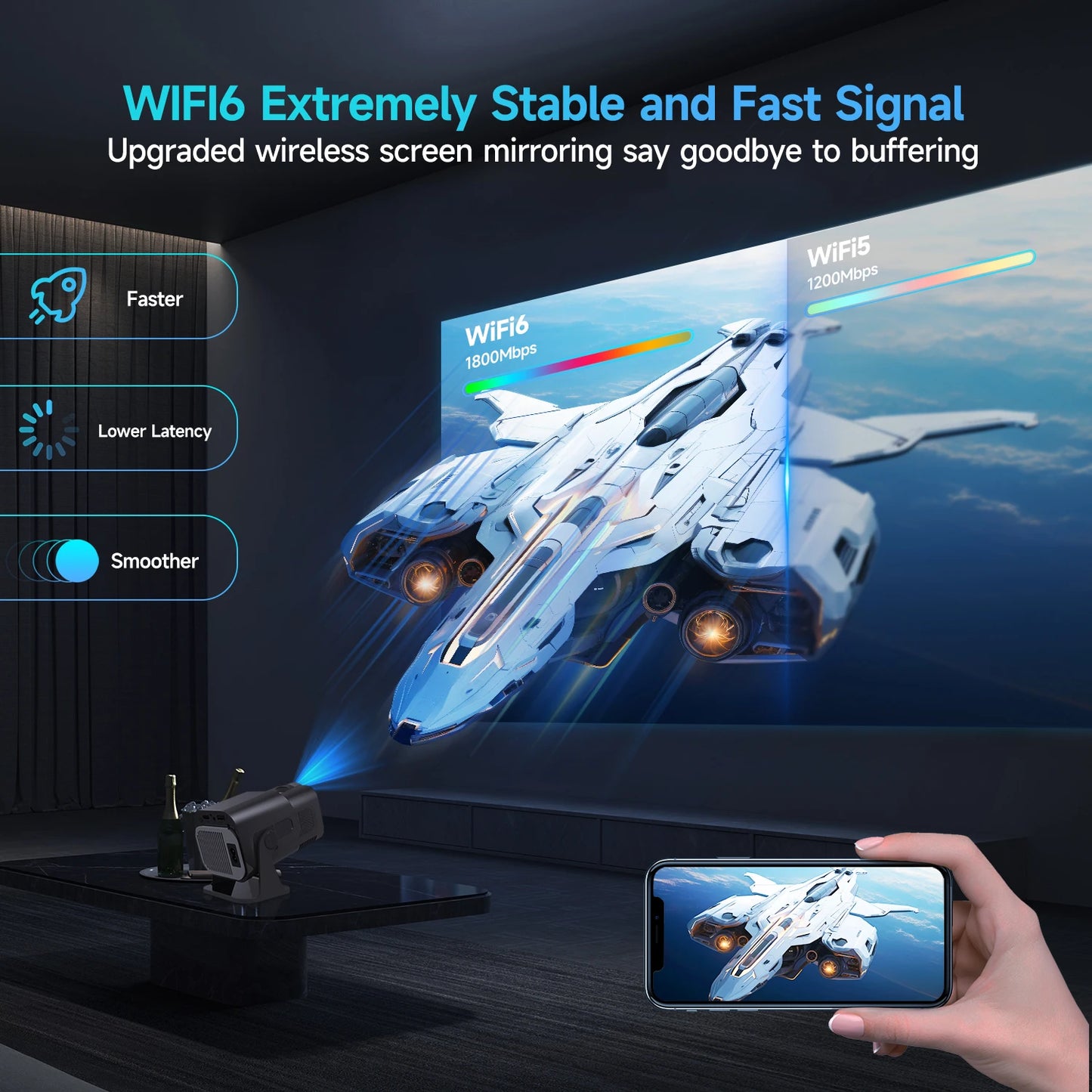 Portable 720P Smart Projector with Android 11