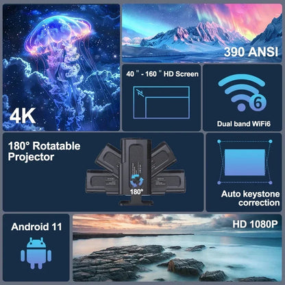 Portable 1080P Smart Projector with Android 11